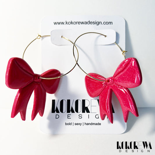 KOKOREWA Design | I Heart U Collection  - Large Bow Hoop Earrings