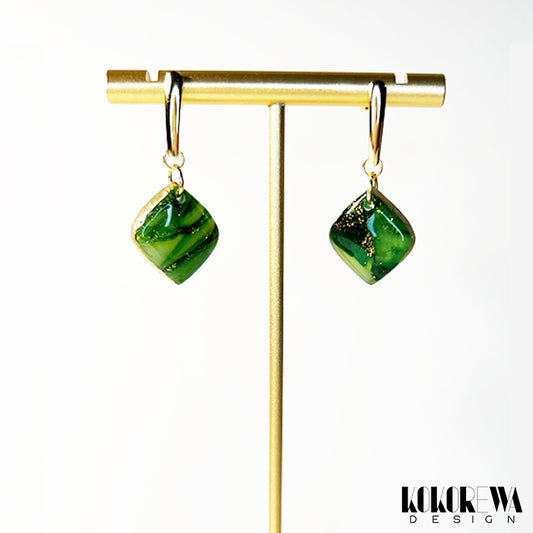 KOKOREWA Design | Faux Stone Collection - Faux Emerald Single Diamond Earrings